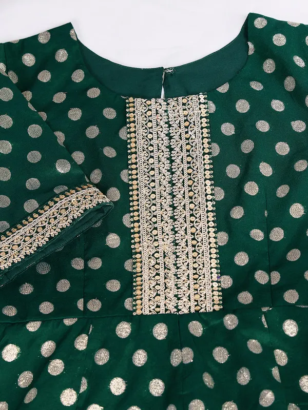 Green_Silk_Blend_Zari_Weaving_Polka_Dot_Ethnic_Dresses_Gown_For_Women