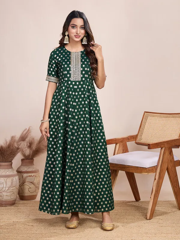Kalanandi Green Silk Blend Zari Weaving Polka Dot Ethnic Dresses Gown For Women Price in India - Buy Kalanandi Green Silk Blend Zari Weaving Polka Dot Ethnic Dresses Gown For Women online Kalanandi Green Silk Blend Zari Weaving Polka Dot Ethnic Dresses Gown For Women Price in India - Buy Kalanandi Green Silk Blend Zari Weaving Polka Dot Ethnic Dresses Gown For Women online