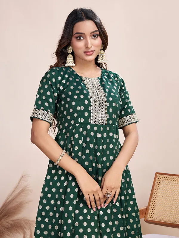 Green_Silk_Blend_Zari_Weaving_Polka_Dot_Ethnic_Dresses_Gown_For_Women