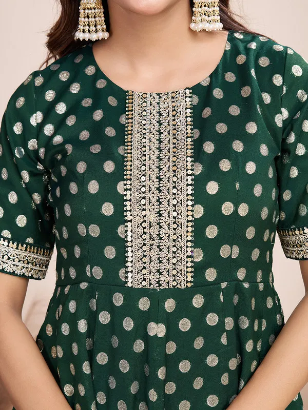 Green_Silk_Blend_Zari_Weaving_Polka_Dot_Ethnic_Dresses_Gown_For_Women