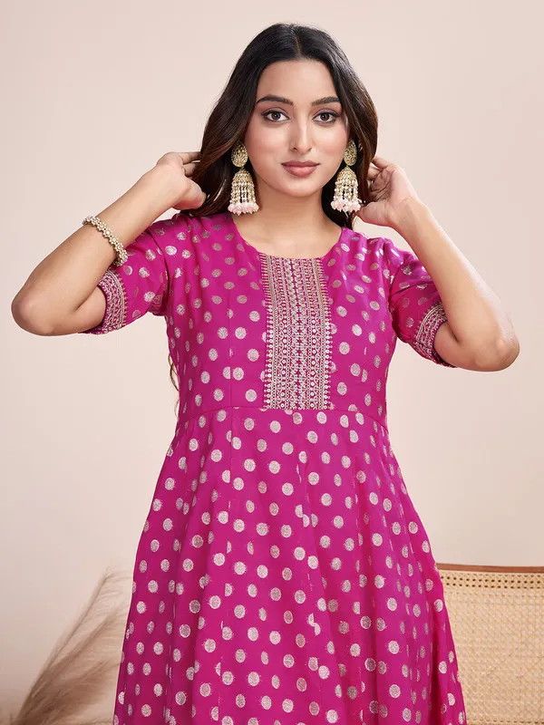 Pink_Silk_Blend_Zari_Weaving_Polka_Dot_Ethnic_Dresses_Gown_For_Women
