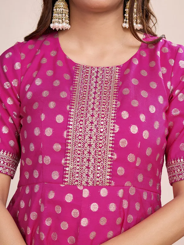 Pink_Silk_Blend_Zari_Weaving_Polka_Dot_Ethnic_Dresses_Gown_For_Women