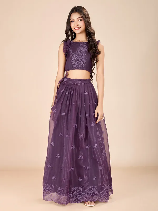 Wine_Organza_Silk_Embroidery_Lehenga_Choli_For_Girls
