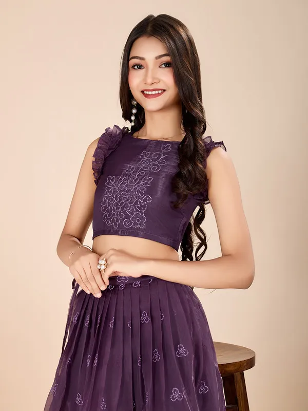 Wine_Organza_Silk_Embroidery_Lehenga_Choli_For_Girls