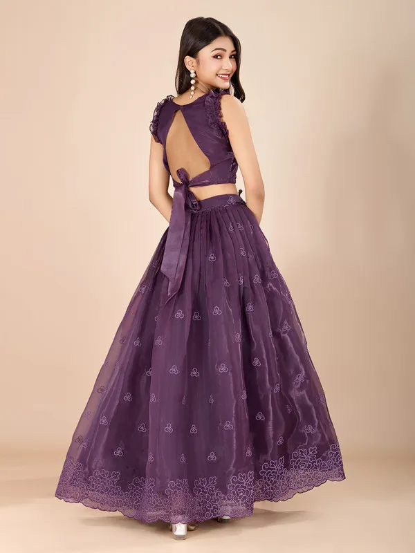 Wine_Organza_Silk_Embroidery_Lehenga_Choli_For_Girls