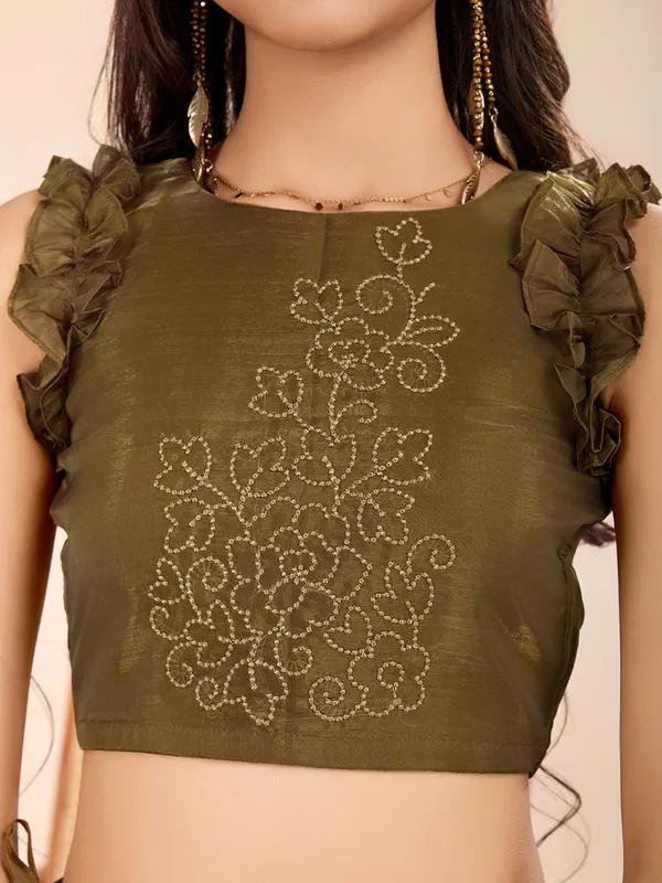 Mehendi_Organza_Silk_Embroidery_Lehenga_Choli_For_Girls