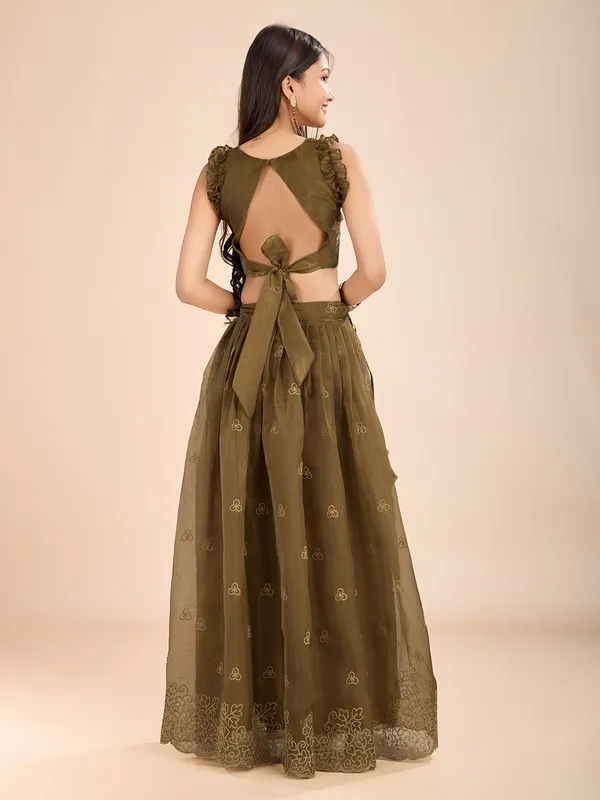 Mehendi_Organza_Silk_Embroidery_Lehenga_Choli_For_Girls