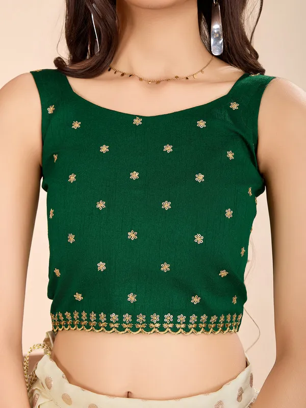 Green_Viscose_Butti_Embroidery_Zari_Weaving_Lehenga_Choli_For_Girls