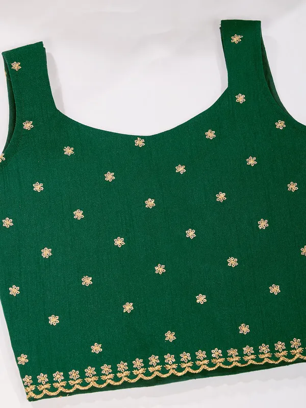 Green_Viscose_Butti_Embroidery_Zari_Weaving_Lehenga_Choli_For_Girls
