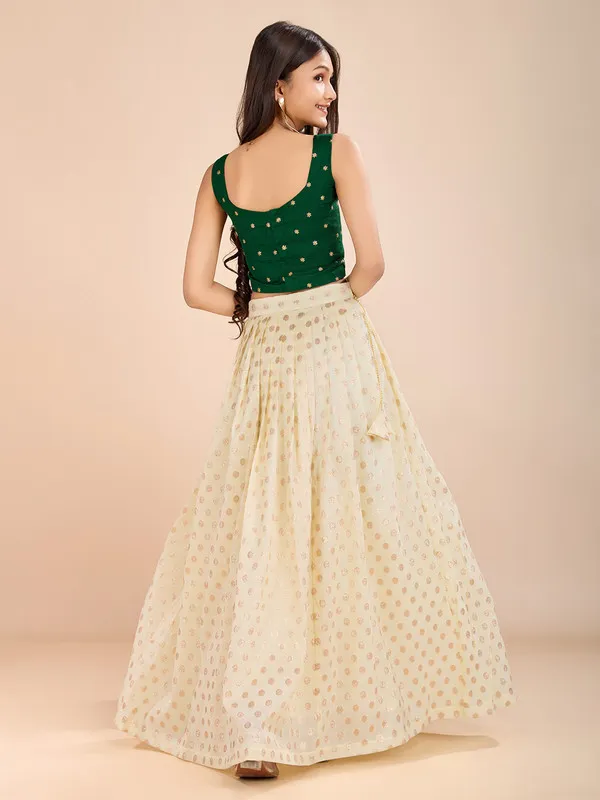 Green_Viscose_Butti_Embroidery_Zari_Weaving_Lehenga_Choli_For_Girls