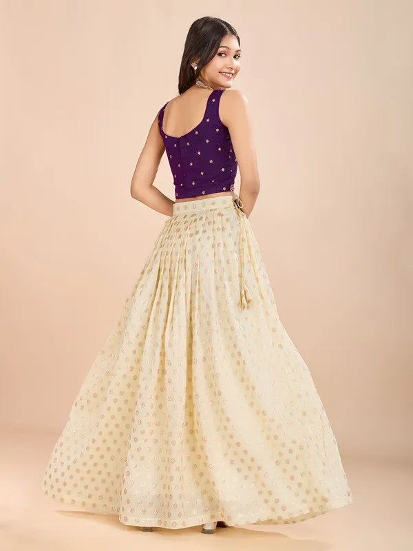 Wine_Viscose_Butti_Embroidery_Zari_Weaving_Lehenga_Choli_For_Girls