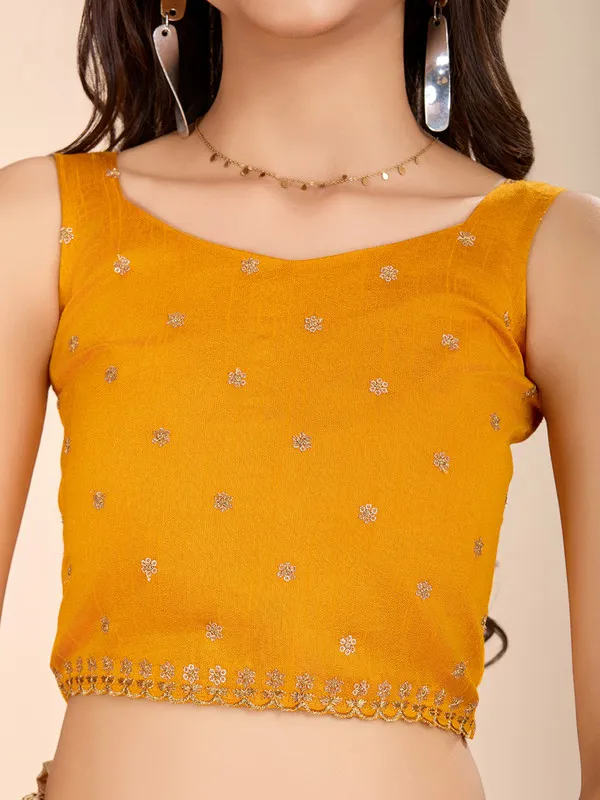 Yellow_Viscose_Butti_Embroidery_Zari_Weaving_Lehenga_Choli_For_Girls