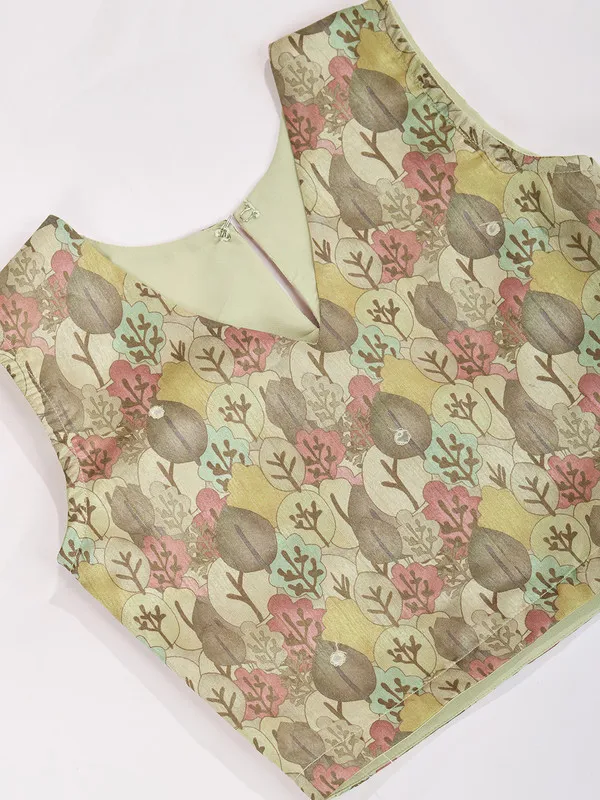 Pista_Tussar_Silk_Kantha_Embroidery_Printed_Lehenga_Choli_For_Girls