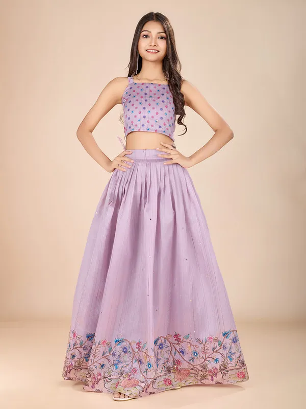 Lavender_Tussar_Silk_Embroidery_Lehenga_Choli_For_Girls