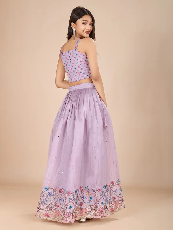 Lavender_Tussar_Silk_Embroidery_Lehenga_Choli_For_Girls