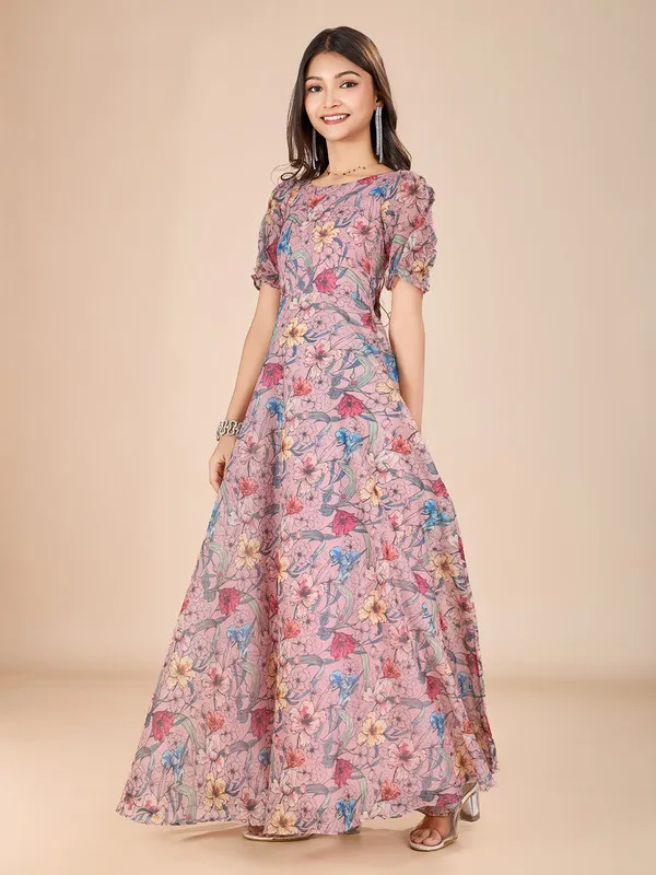 Multicolor_Soft_Chanderi_Printed_Ethnic_Dresses_Gown_For_Girls
