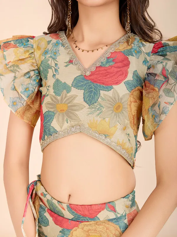 Cream_Soft_Chanderi_Printed_Scallop_Lace_Lehenga_Choli_For_Girls