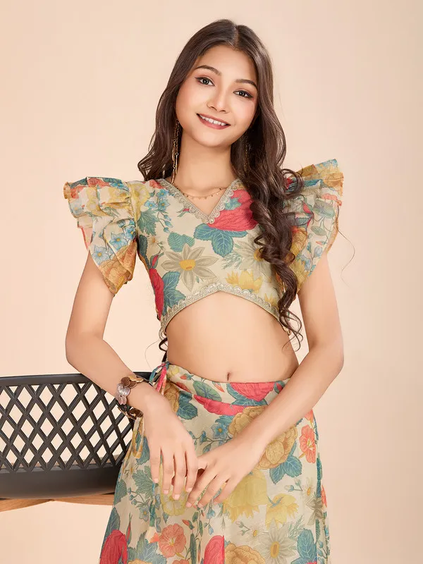 Cream_Soft_Chanderi_Printed_Scallop_Lace_Lehenga_Choli_For_Girls
