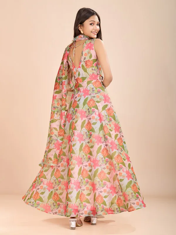 Multicolor_Soft_Chanderi_Printed_Lace_Detailing_Ethnic_Dresses_Gown_For_Girls