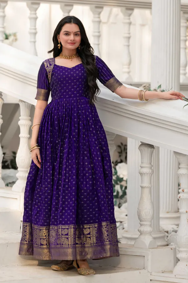 Violet_Soft_Silk_Zari_Weaving_Ethnic_Dresses_Gown_For_Women