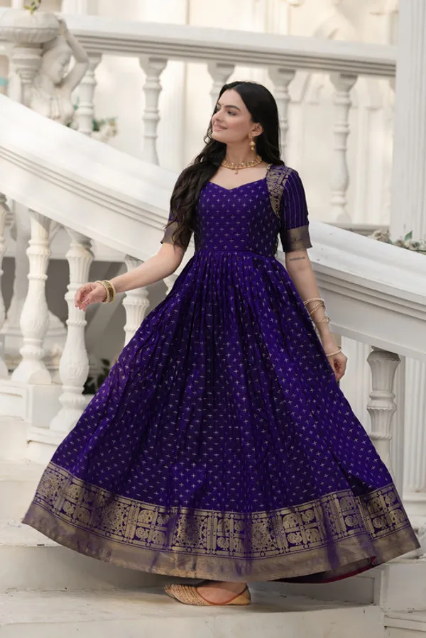 Violet_Soft_Silk_Zari_Weaving_Ethnic_Dresses_Gown_For_Women