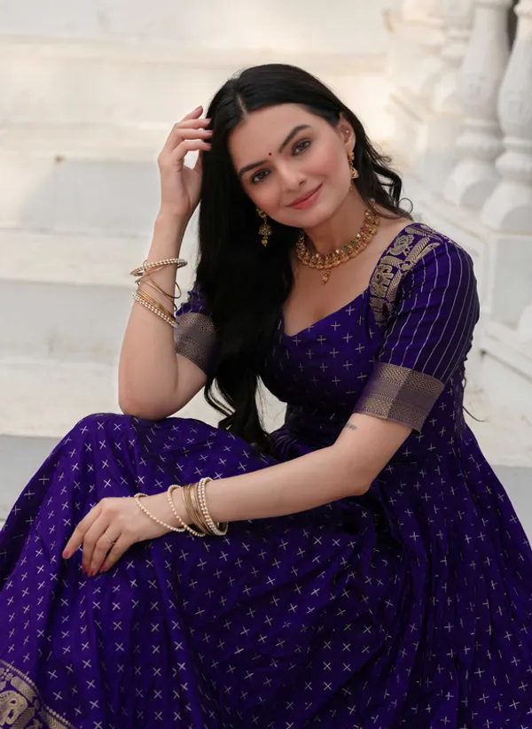 Violet_Soft_Silk_Zari_Weaving_Ethnic_Dresses_Gown_For_Women