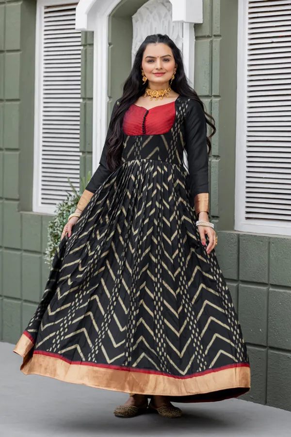 Black_Soft_Silk_Zari_Weaving_Ethnic_Dresses_Gown_For_Women