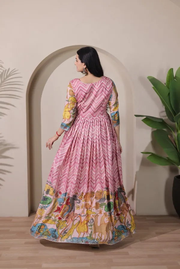 Pink_Tussar_Silk_Print_Embroidery_Ethnic_Dresses_Gown_For_Women