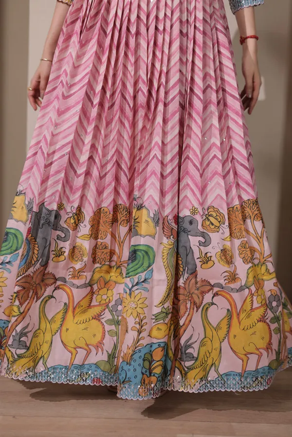 Pink_Tussar_Silk_Print_Embroidery_Ethnic_Dresses_Gown_For_Women
