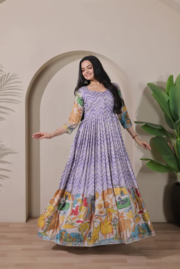 Violet_Tussar_Silk_Print_Embroidery_Ethnic_Dresses_Gown_For_Women