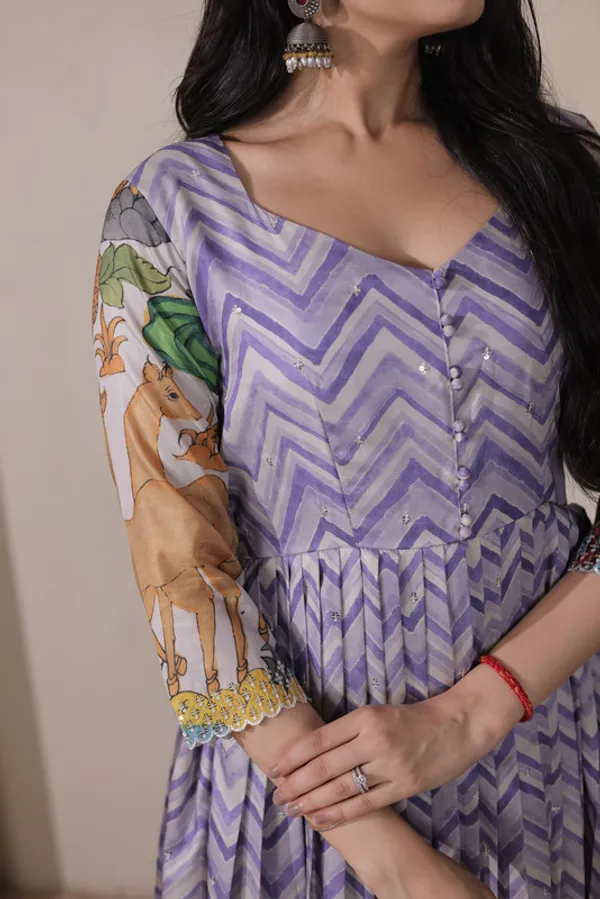 Violet_Tussar_Silk_Print_Embroidery_Ethnic_Dresses_Gown_For_Women