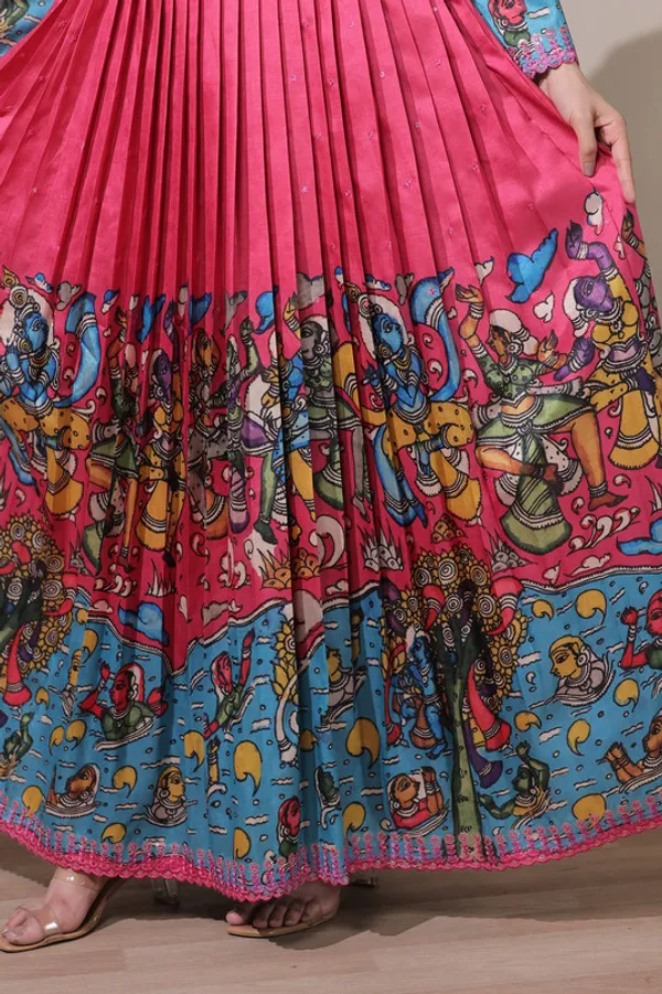 Pink_Tussar_Silk_Print_Embroidery_Ethnic_Dresses_Gown_For_Women