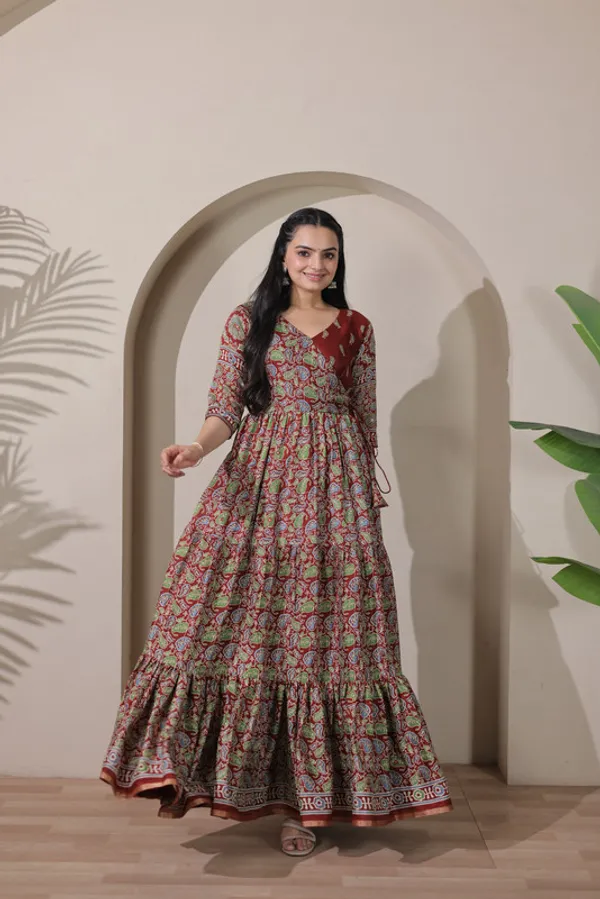 Maroon_Silk_Blend_Embroidery_Ethnic_Dresses_Gown_For_Women