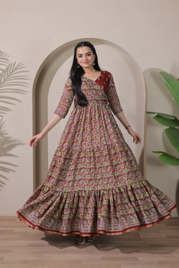 Maroon_Silk_Blend_Embroidery_Ethnic_Dresses_Gown_For_Women