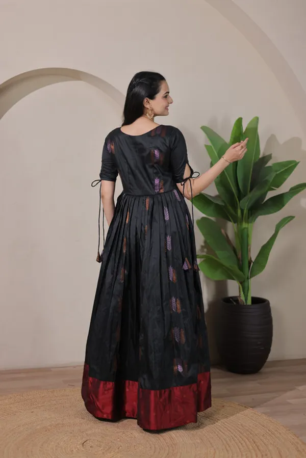 Black_Soft_Silk_Woven_Ethnic_Dresses_Gown_For_Women