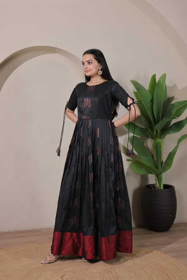 Black_Soft_Silk_Woven_Ethnic_Dresses_Gown_For_Women