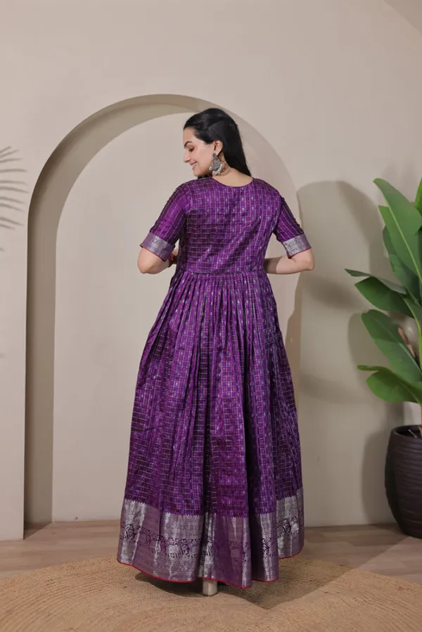 Wine_Soft_Silk_Zari_Weaving_Ethnic_Dresses_Gown_For_Women
