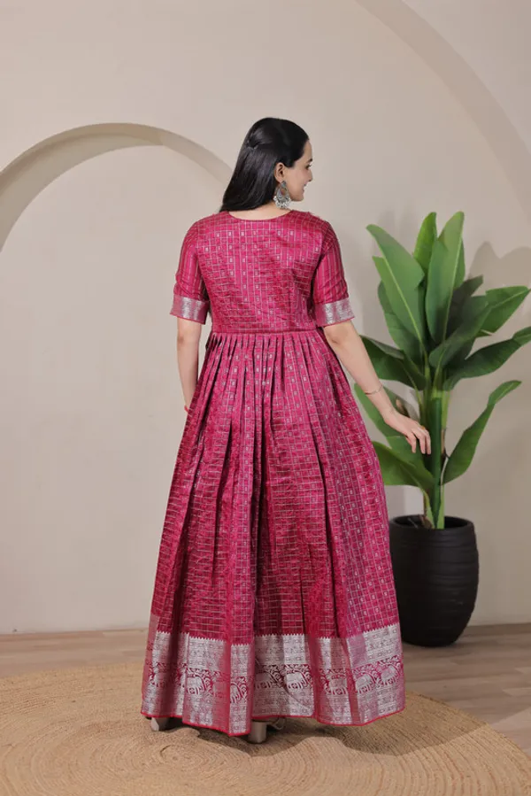 Pink_Soft_Silk_Zari_Weaving_Ethnic_Dresses_Gown_For_Women