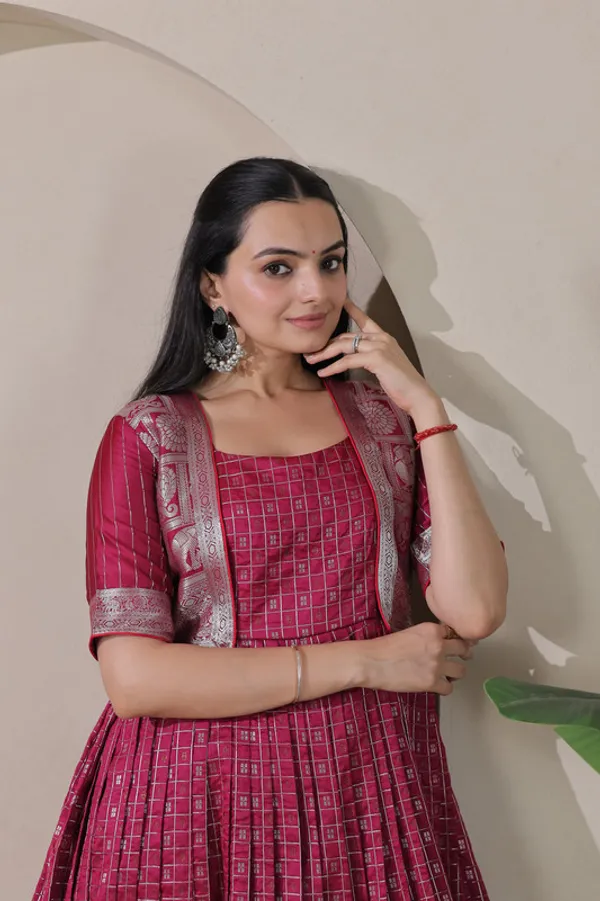 Pink_Soft_Silk_Zari_Weaving_Ethnic_Dresses_Gown_For_Women