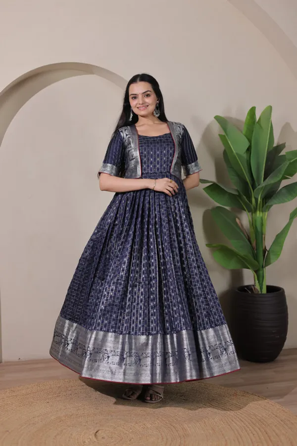 Navy_Blue_Soft_Silk_Zari_Weaving_Ethnic_Dresses_Gown_For_Women