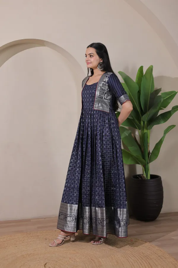 Navy_Blue_Soft_Silk_Zari_Weaving_Ethnic_Dresses_Gown_For_Women