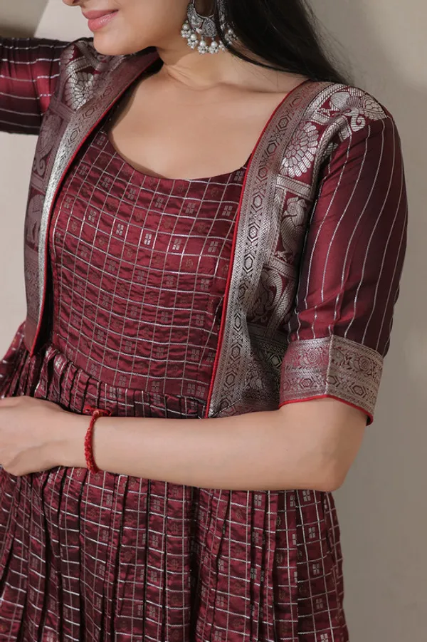 Maroon_Soft_Silk_Zari_Weaving_Ethnic_Dresses_Gown_For_Women