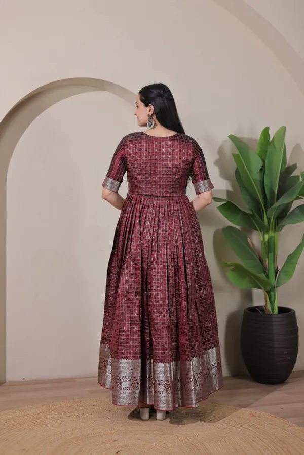 Maroon_Soft_Silk_Zari_Weaving_Ethnic_Dresses_Gown_For_Women