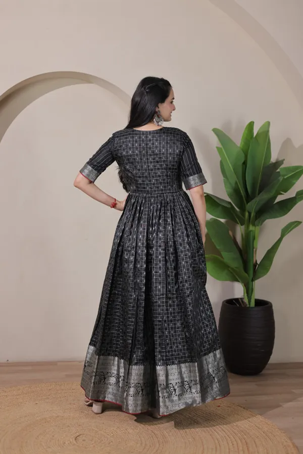 Black_Soft_Silk_Zari_Weaving_Ethnic_Dresses_Gown_For_Women