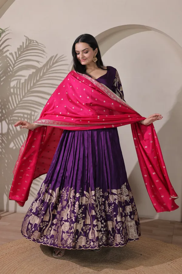 Wine_Silk_Embroidery_Ethnic_Dresses_Gown_For_Women