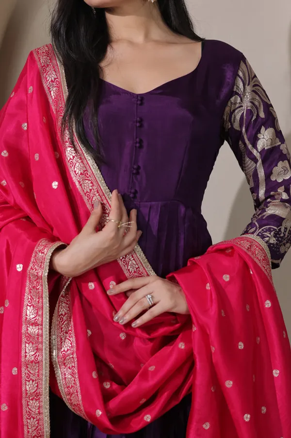 Wine_Silk_Embroidery_Ethnic_Dresses_Gown_For_Women