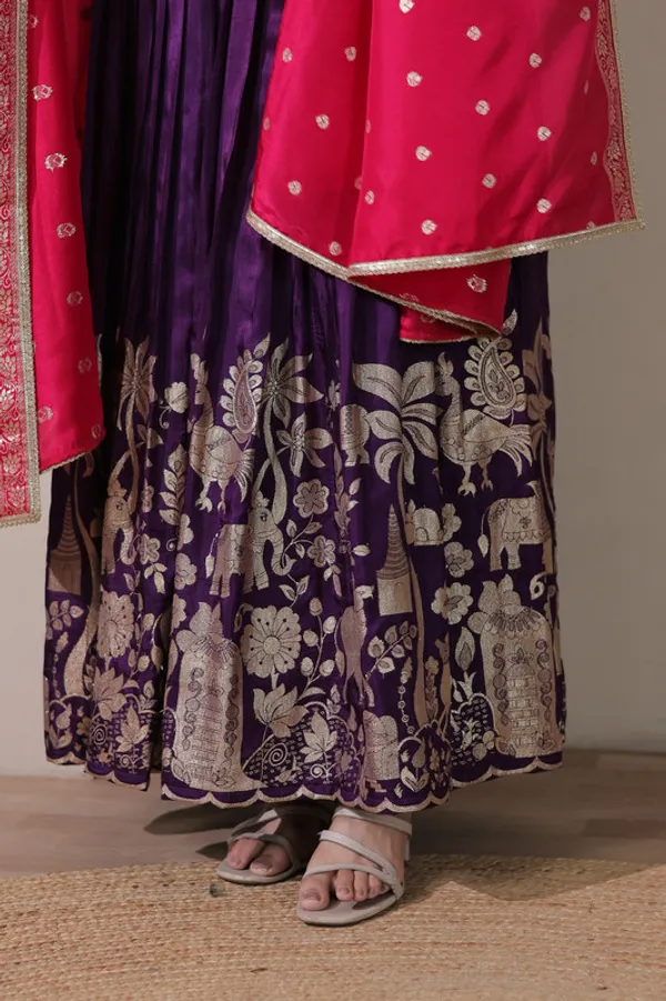 Wine_Silk_Embroidery_Ethnic_Dresses_Gown_For_Women