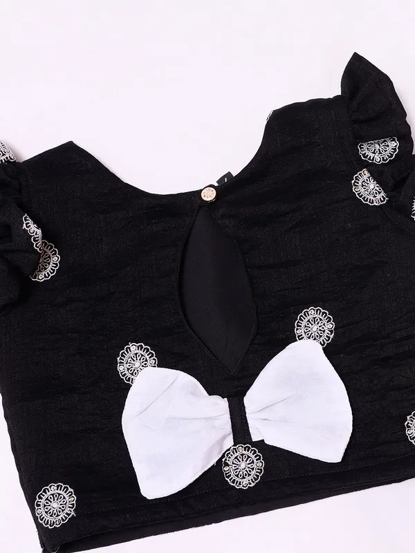 Black_Silk_Blend_Mandala_Art_Lehenga_Choli_For_Girls