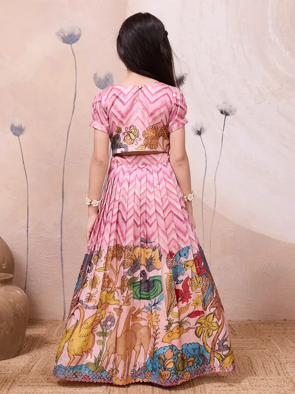 Pink_Tussar_Silk_Embroidery_Lehenga_Choli_For_Girls