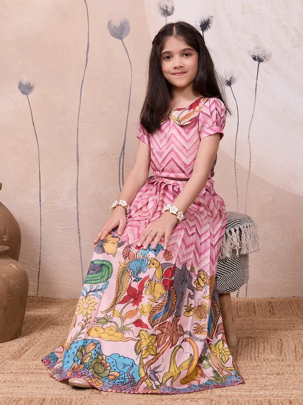 Pink_Tussar_Silk_Embroidery_Lehenga_Choli_For_Girls